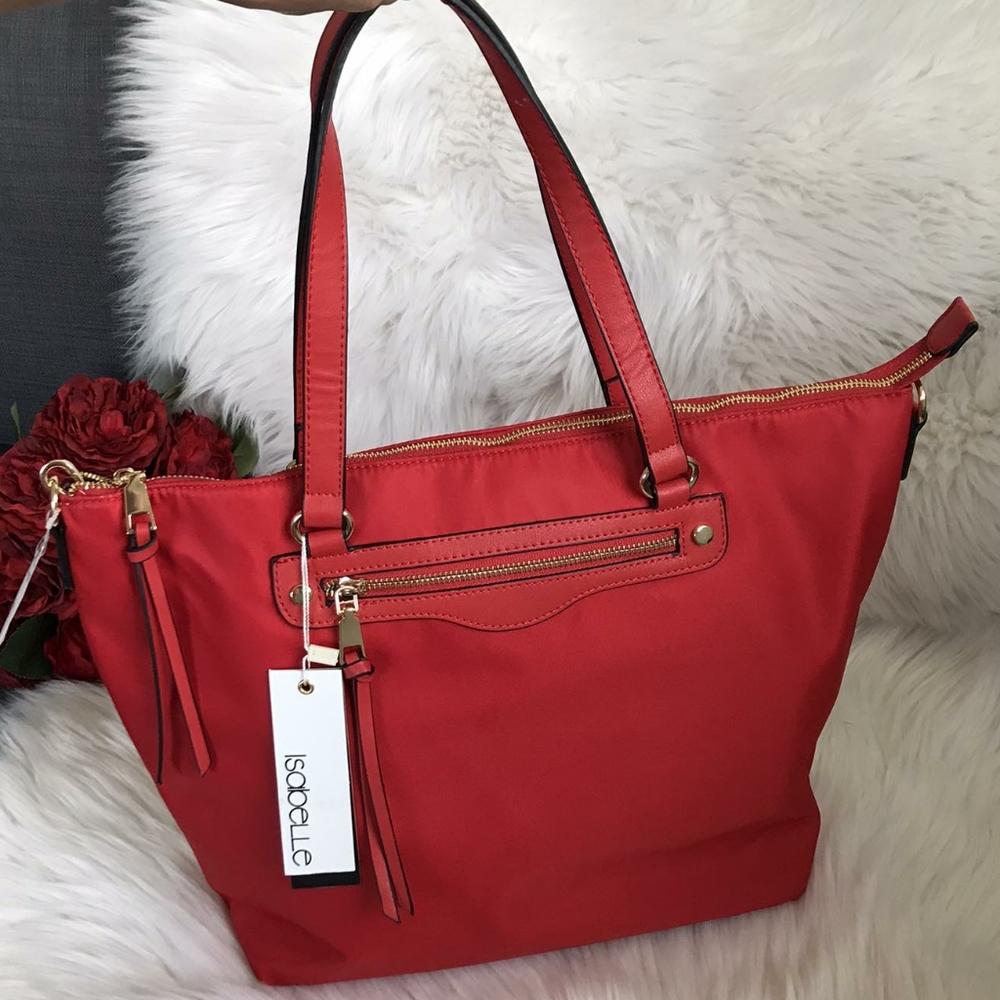 NWT ISABELLE VEGAN RED TOTE SATCHEL - Picture 1 of 5